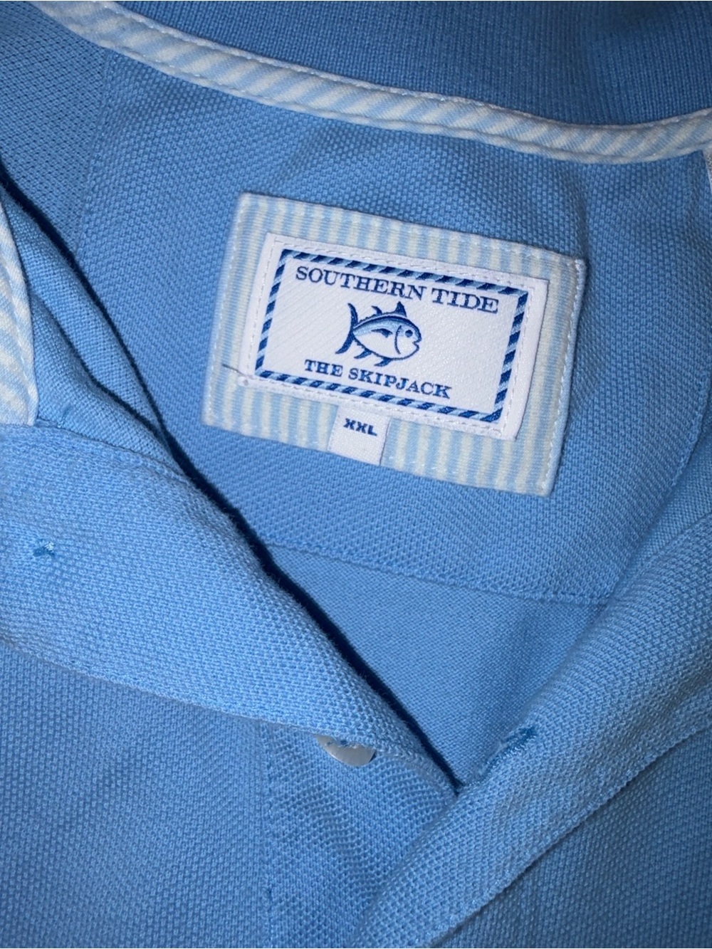 Southern Tide Light Blue Polo with Embroidered Fish Logo - Picture 5 of 5
